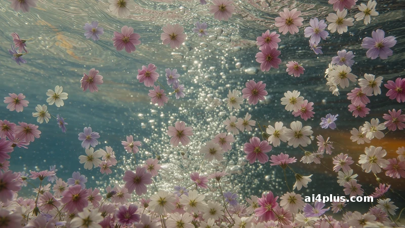 水下花漾，光影碎金缠粉瓣 - 图片 2