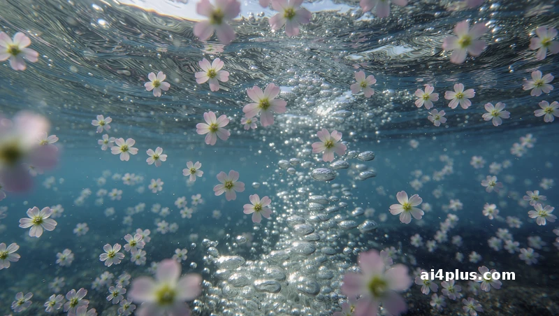 水下花漾，光影碎金缠粉瓣 - 图片 4