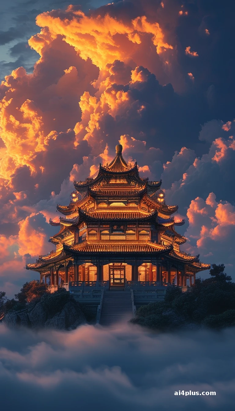 云巅天阙灯绣雾，玉宇千重九霄浮 - 图片 2